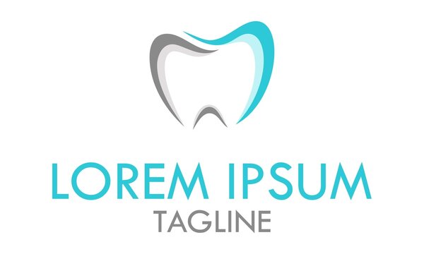 Light Blue and Grey Dental Clinic Tooth Logo Abstract Design