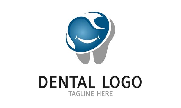 Tooth Medical Dental Blue and Grey Creative Luxury Logo Design