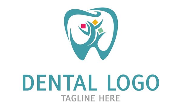 Abstract Blue Creative People Family Teamwork Tooth Dental Clinic Logo Design