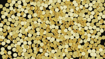 golden coins on black background, 3d rendering