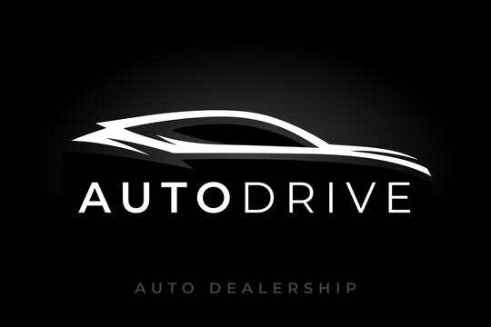 Sports car logo silhouette. Motor vehicle dealer emblem. Auto garage icon. Automotive dealership symbol. Vector illustration.