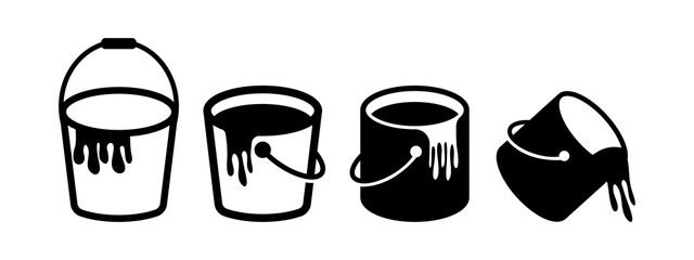 Paint bucket icon set design template vector isolated illustration