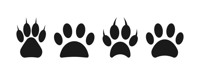 Paw foot print icon set design template vector illustration