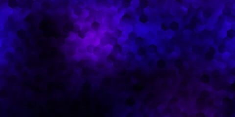 Dark purple, pink vector background with hexagonal shapes.