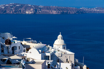Houses on the top of the caldera at Santorin Island. Cyclades. Greece. © jefwod