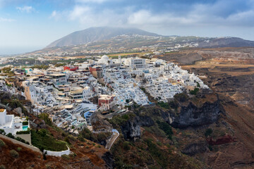 Houses on the top of the caldera at Santorin Island. Cyclades. Greece.