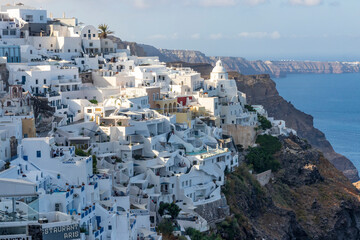 Houses on the top of the caldera at Santorin Island. Cyclades. Greece.