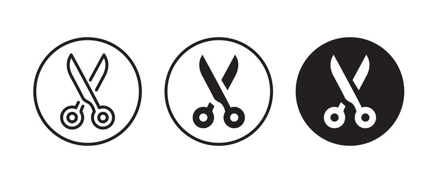 scissors icon, cut, Cutting icons button, vector, sign, symbol, logo, illustration, editable stroke, flat design style isolated on white linear pictogram - Powered by Adobe