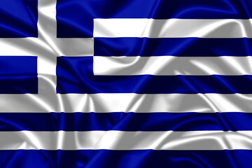 Greece national waving flag close up satin texture banner image
