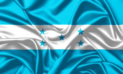 Honduras waving flag close up satin silk texture background