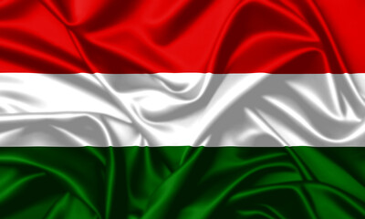 Obraz premium Hungary waving flag close up silk texture background