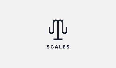 Initial Letter M with Scales Logo. Usable for Business and Branding Company Logos. Flat Vector Logo Design Template Element.