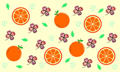 Fruit pattern with orange, strawberry, and kiwi. Vegetarian theme vector illustration