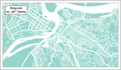 Belgrade Serbia City Map in Retro Style. Outline Map.
