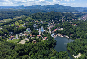 Fototapeta na wymiar Aerial landscape of Sovata resort - Romania