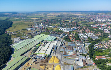 Landscape with the industrial area of Reghin city - Romania