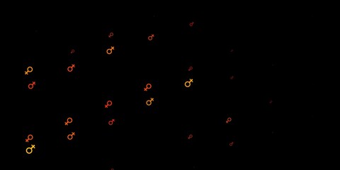Dark Orange vector backdrop with woman's power symbols.