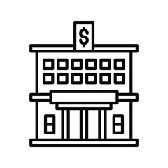 bank icon outline vector illustration