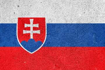 State flag of Slovakia on a plaster wall