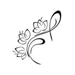 ornament 2394. decorative element with stylized flowers on a curved stylized stem. graphic decor