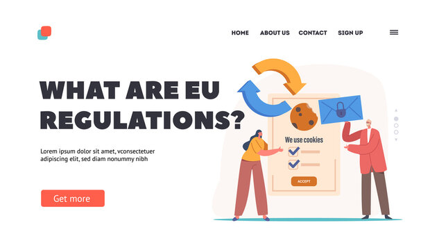Eu Regulations Landing Page Template. Protection Of Personal Information Cookie, GDPR. Internet Policy Notification