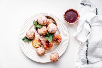 deep fried balls delicious curd pastries yeast dough snack