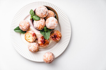 deep fried balls delicious curd pastries yeast dough snack