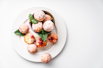 deep fried balls delicious curd pastries yeast dough snack