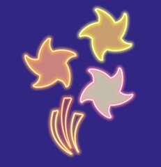 Abstract neon stars firework. City illumination. Vector graphic.