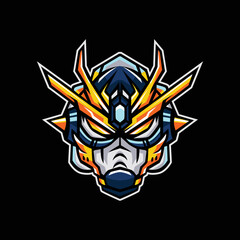 Robot Head Mascot Cartoon Illustration