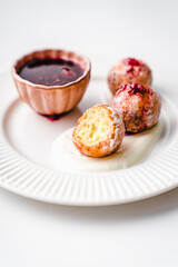 deep fried balls delicious curd pastries yeast dough snack