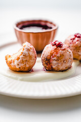 deep fried balls delicious curd pastries yeast dough snack