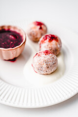 deep fried balls delicious curd pastries yeast dough snack