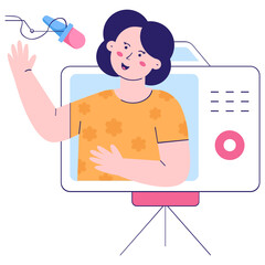 A scalable flat illustration of online podcast 