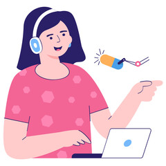 Fototapeta premium A scalable flat illustration of online podcast 