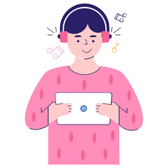 Modern flat illustration of music podcast 