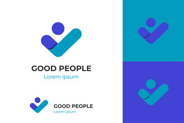 business success People Check Logo design, human good service icon symbol, analysis health check logo element