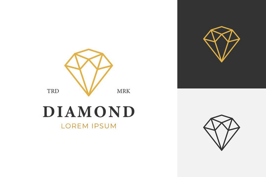 linear geometry logo of luxurious diamond jewelry icon symbol for your business
