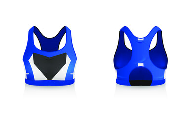 Specification Sport Bra Outfits , Standard Uniform Base Color White and Black template mock up for design. Vector Illustration