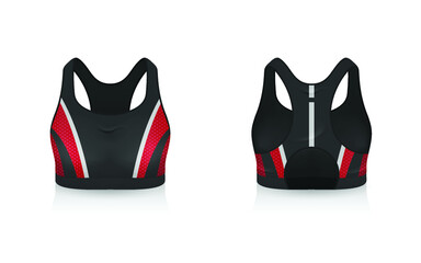 Specification Sport Bra Outfits , Standard Uniform Base Color White and Black template mock up for design. Vector Illustration