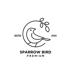 Obraz premium Sparrow bird logo hipster vintage retro vector line