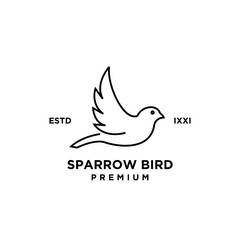 Sparrow bird logo hipster vintage retro vector line