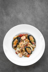Frutti Di Mare mixed seafood tagliatelle with mussels, prawns and shrimp