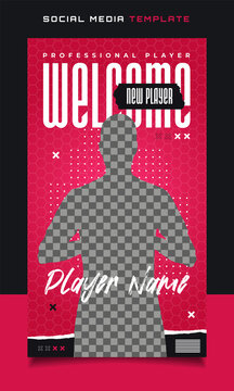 New Player Soccer Sports Team Banner Template for Social Media
