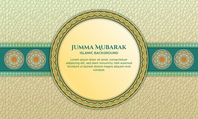 Jumma Mubarak design with circle frame ornaments embossed pattern decoration and Islamic mandala