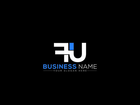 Alphabet FU Logo Icon, Unique Fu uf Logo Letter Design With Blue and White Color Vector Image Design for Finance or Business