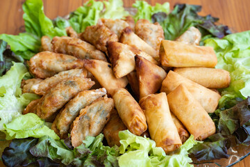 Fried food, spring rolls, and fried gyoza were used as appetizers before the main course will coming.