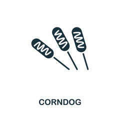 Corndog icon. Monochrome simple line Fastfood icon for templates, web design and infographics