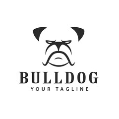 Bulldog dog head logo vector. Simple dog face design.