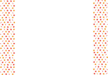 秋色な紅葉が散らばる背景素材（左右）
